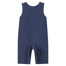 Load image into Gallery viewer, Navy Blue Santa Smocked Overalls
