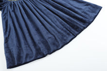 Load image into Gallery viewer, Navy Blue Velvet Gold Nativity Smocked Bishop Dress
