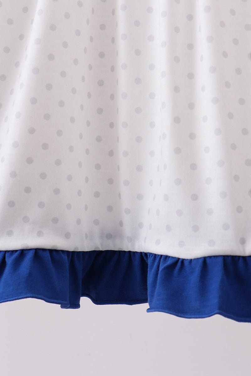 Navy bow applique ruffle dress - Abbies Place