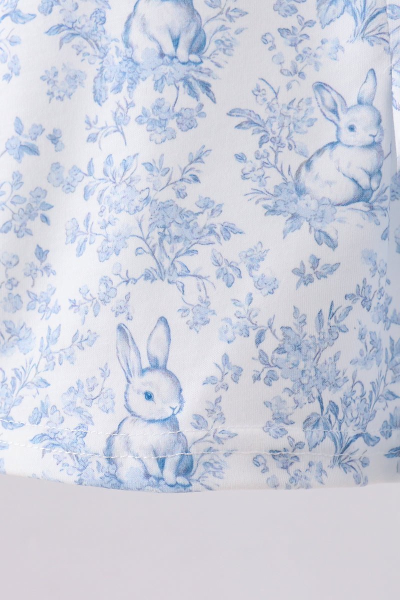 Navy bunny embroidery peter pan collar bloomer set - Abbies Place