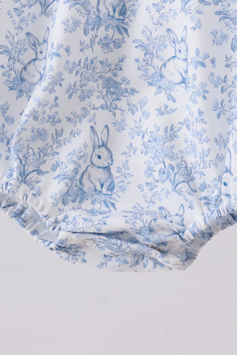 Navy bunny embroidery peter pan collar bubble - Abbies Place