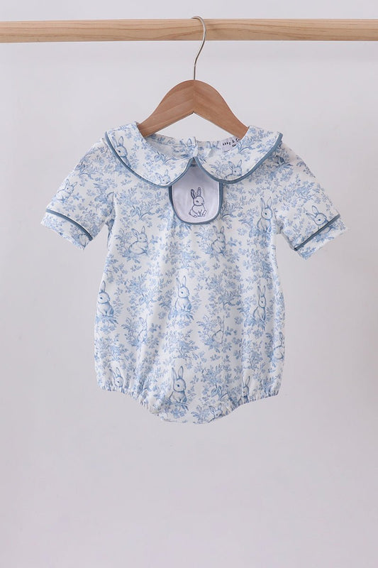 Navy bunny embroidery peter pan collar bubble - Abbies Place