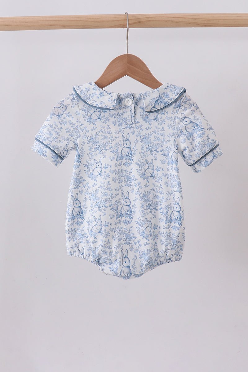 Navy bunny embroidery peter pan collar bubble - Abbies Place