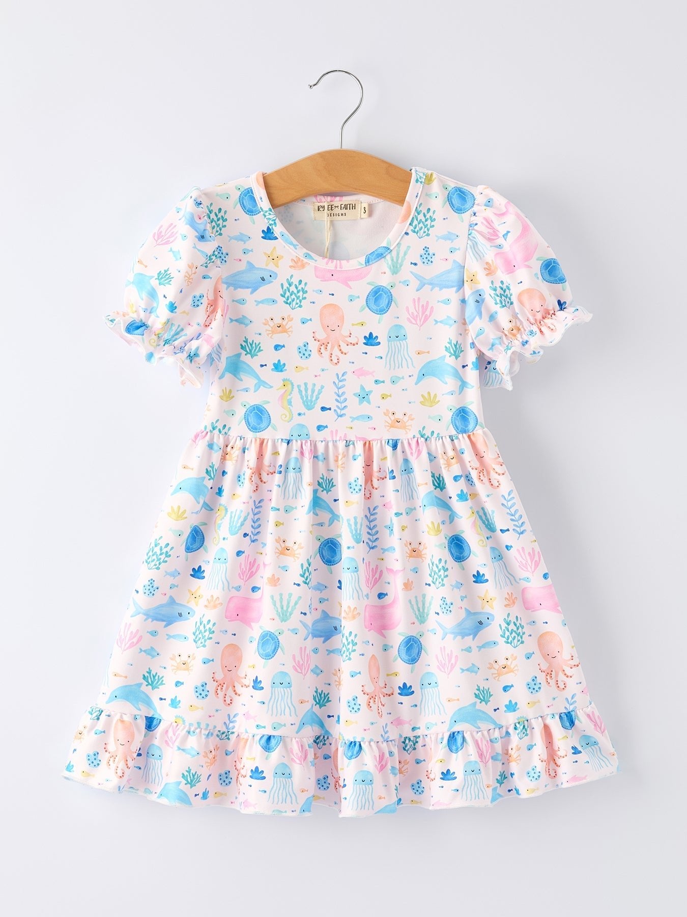 Ocean Animal Print Girl Ruffle Dress - Abbies Place