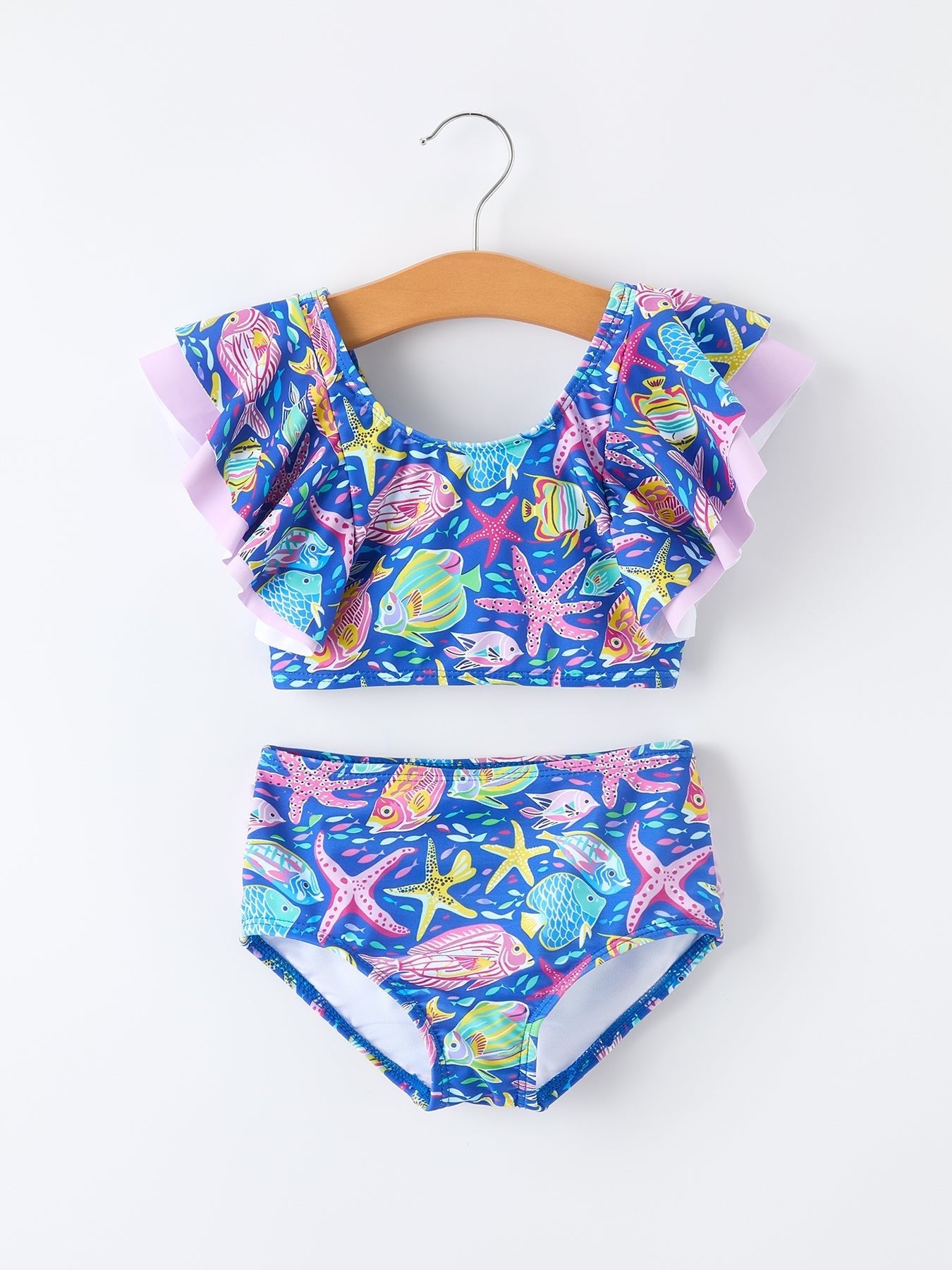Ocean Fish Print Girls Two Piece Swimsuit - Abbies Place