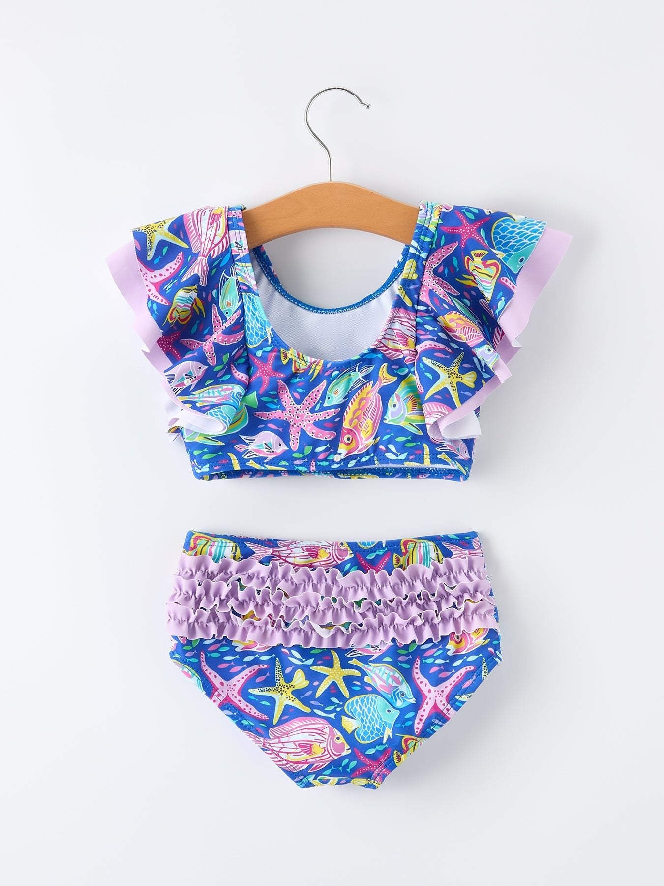 Ocean Fish Print Girls Two Piece Swimsuit - Abbies Place