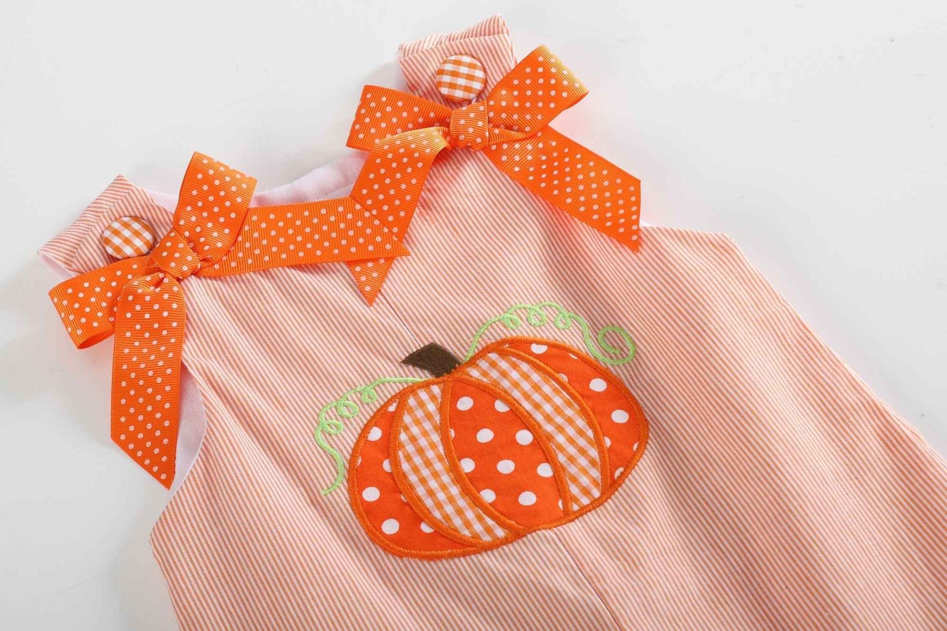 Orange Pinstripe Pumpkin and Bows Playsuit
