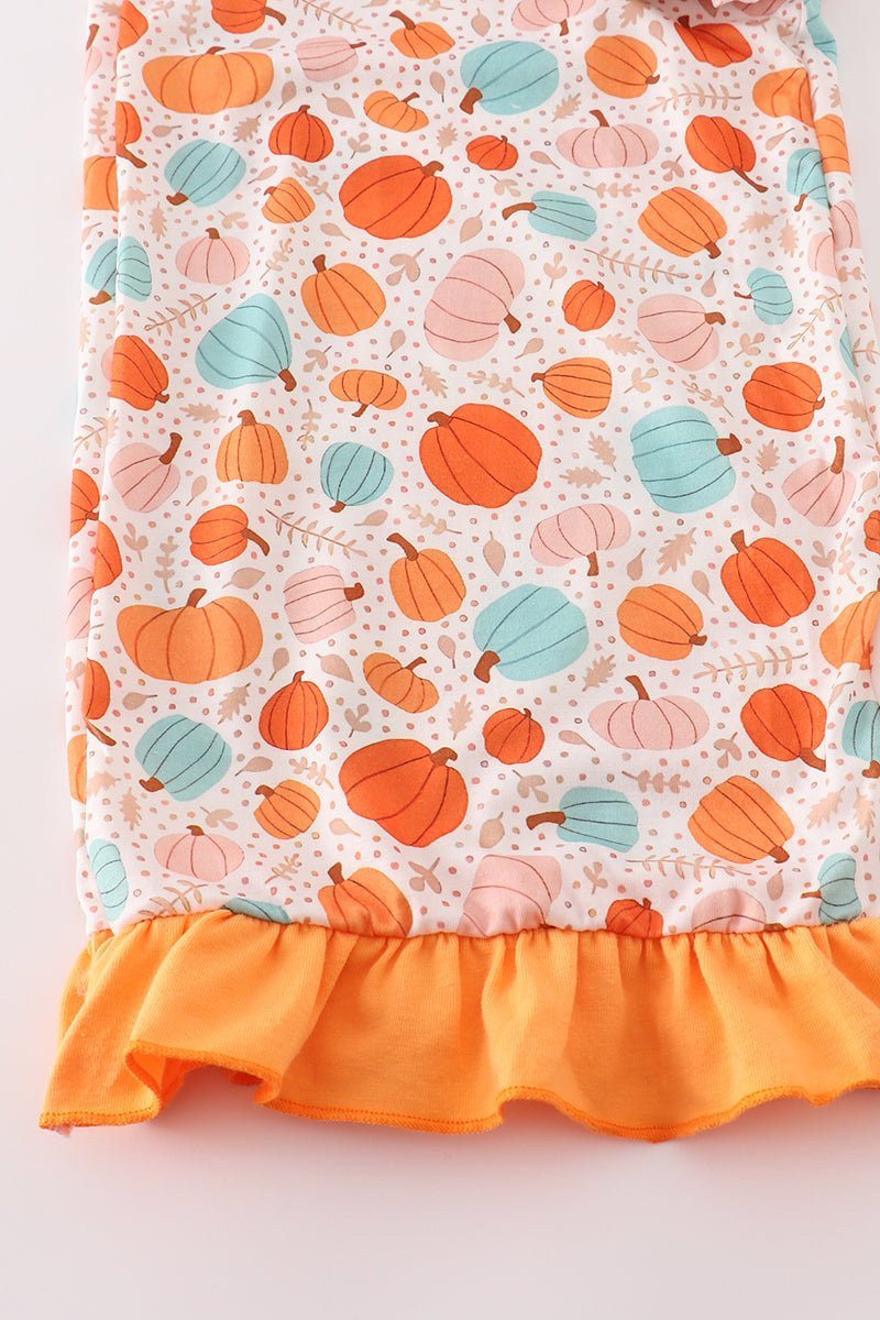 Orange pumpkin print mom ruffle pants - Abbies Place