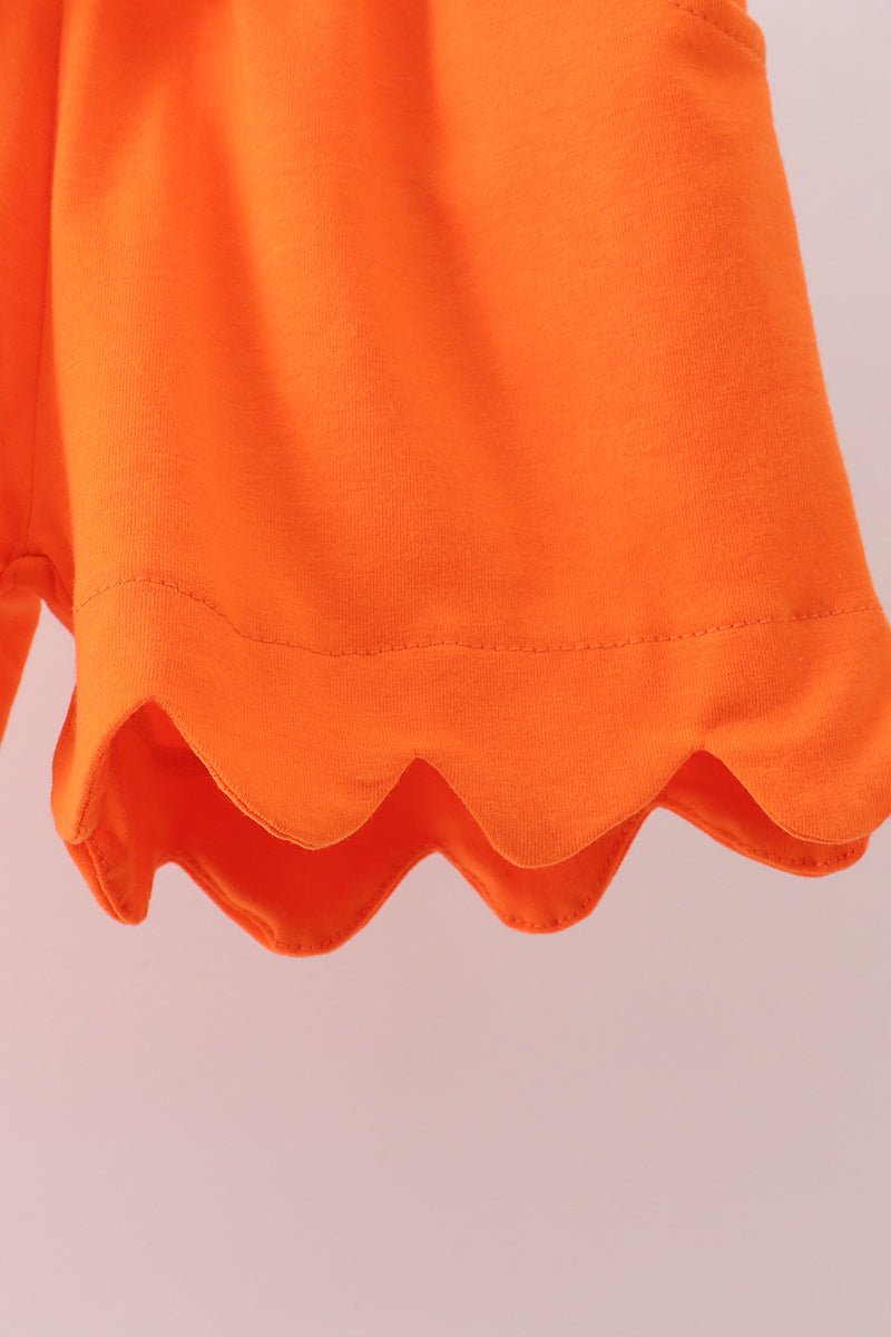 Orange scalloped shorts set - Abbies Place