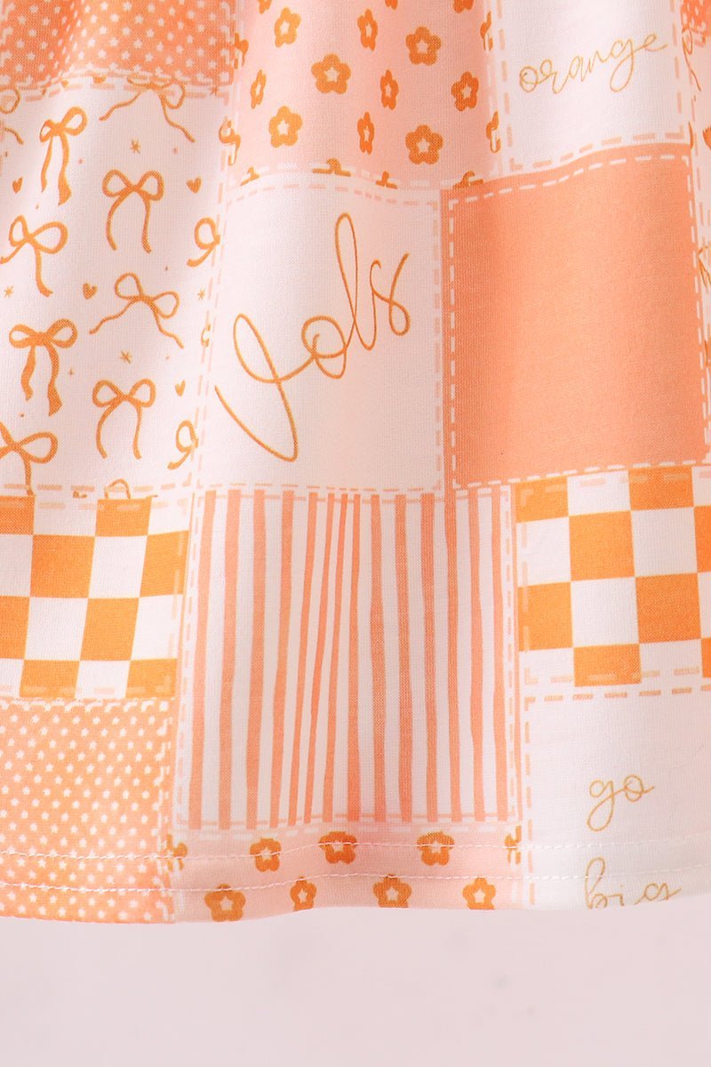 Orange Tennessee applique patchwork ruffle dress - Abbies Place