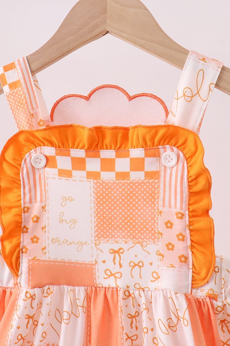 Orange Tennessee applique patchwork ruffle dress - Abbies Place