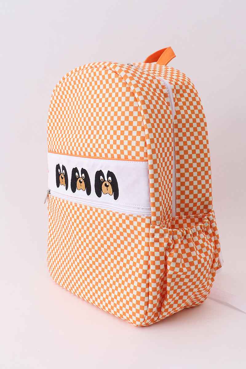 Orange Tennessee embroidery checkered backpack - Abbies Place
