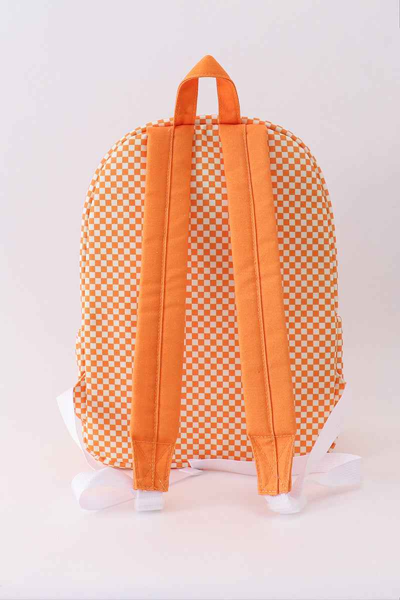 Orange Tennessee embroidery checkered backpack - Abbies Place