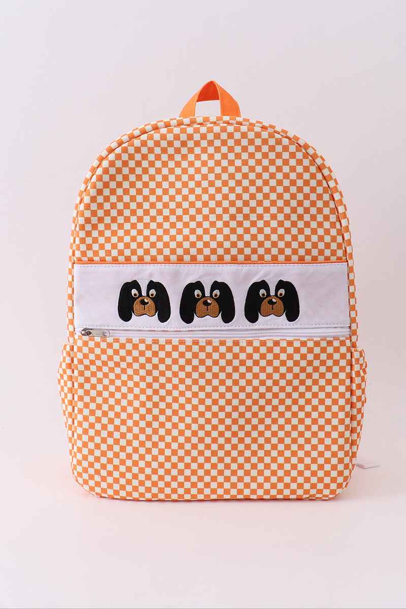 Orange Tennessee embroidery checkered backpack - Abbies Place