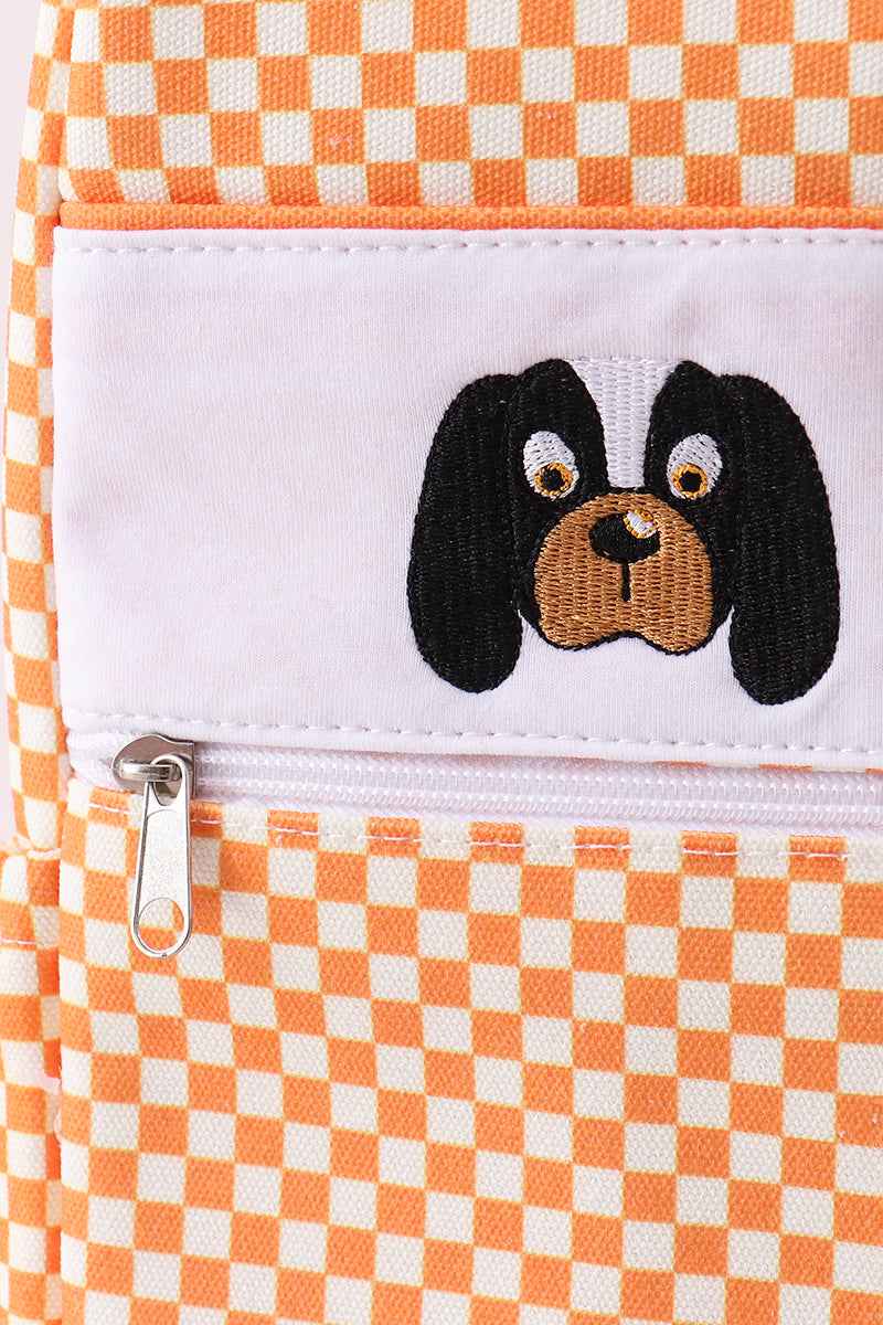 Orange Tennessee embroidery checkered backpack - Abbies Place