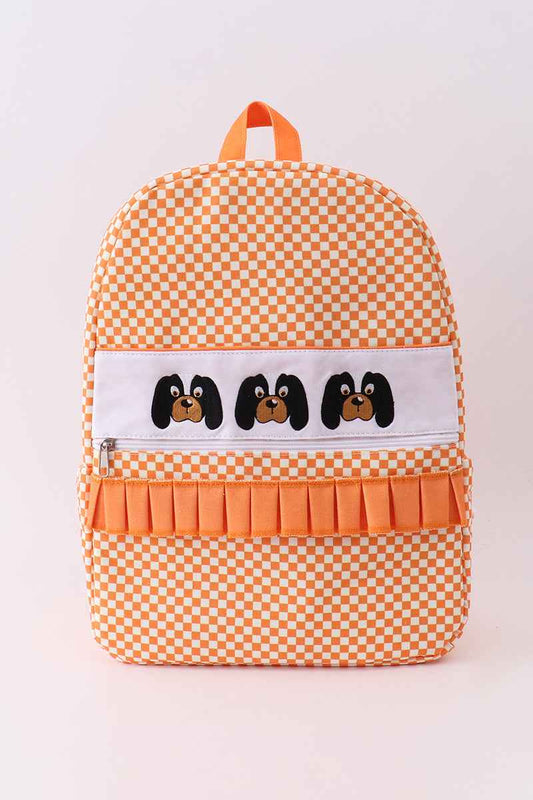 Orange Tennessee embroidery checkered ruffle backpack - Abbies Place
