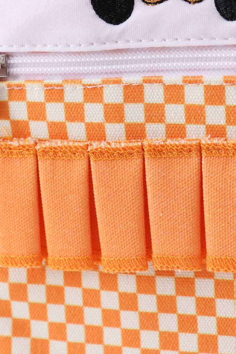 Orange Tennessee embroidery checkered ruffle backpack - Abbies Place