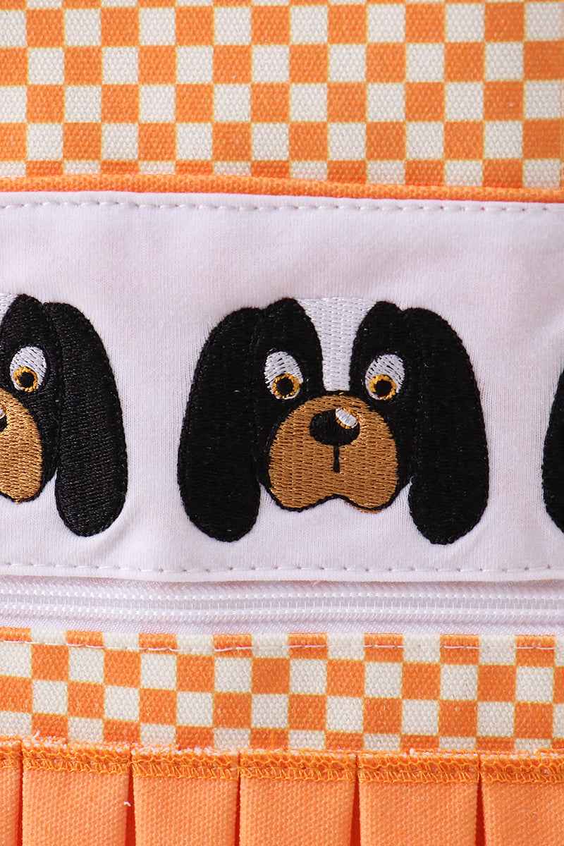 Orange Tennessee embroidery checkered ruffle backpack - Abbies Place