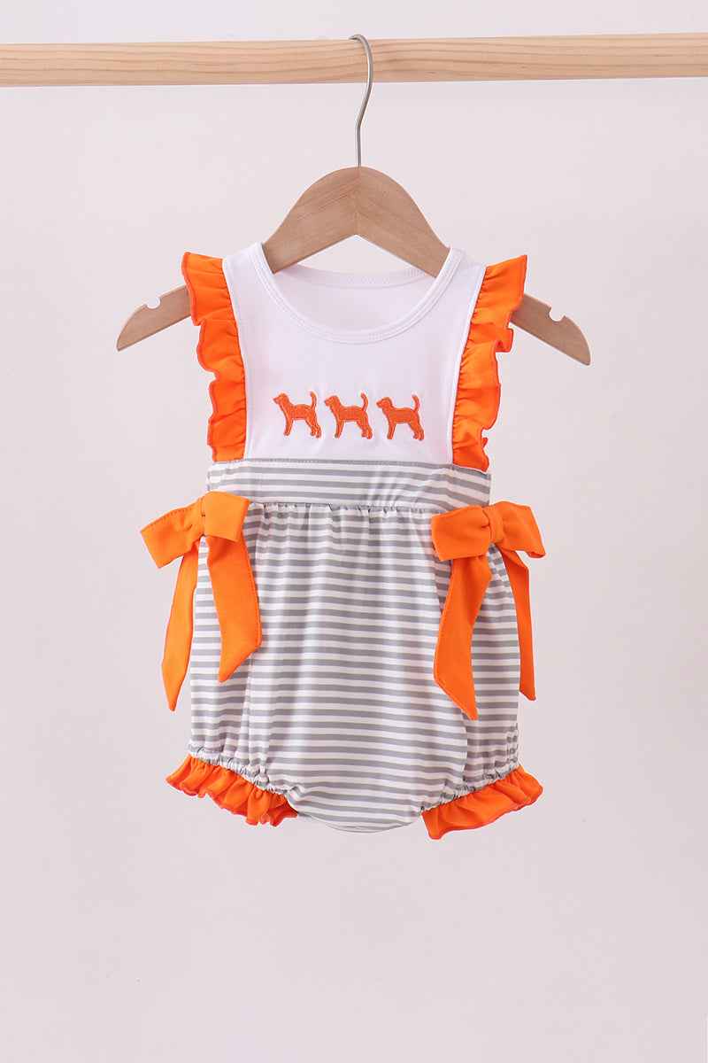 Orange Tennessee embroidery ruffle stripe bubble - Abbies Place
