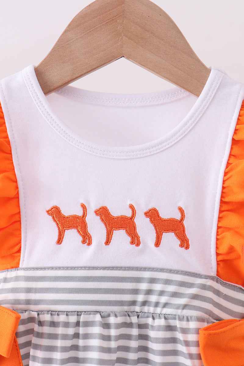 Orange Tennessee embroidery ruffle stripe bubble - Abbies Place