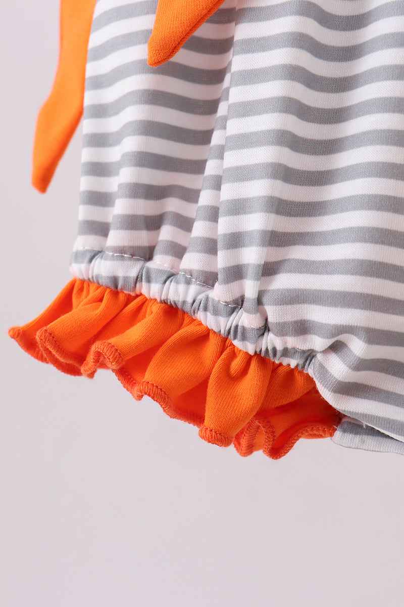 Orange Tennessee embroidery ruffle stripe bubble - Abbies Place