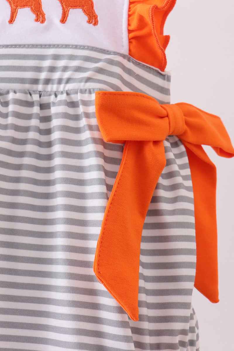 Orange Tennessee embroidery ruffle stripe bubble - Abbies Place