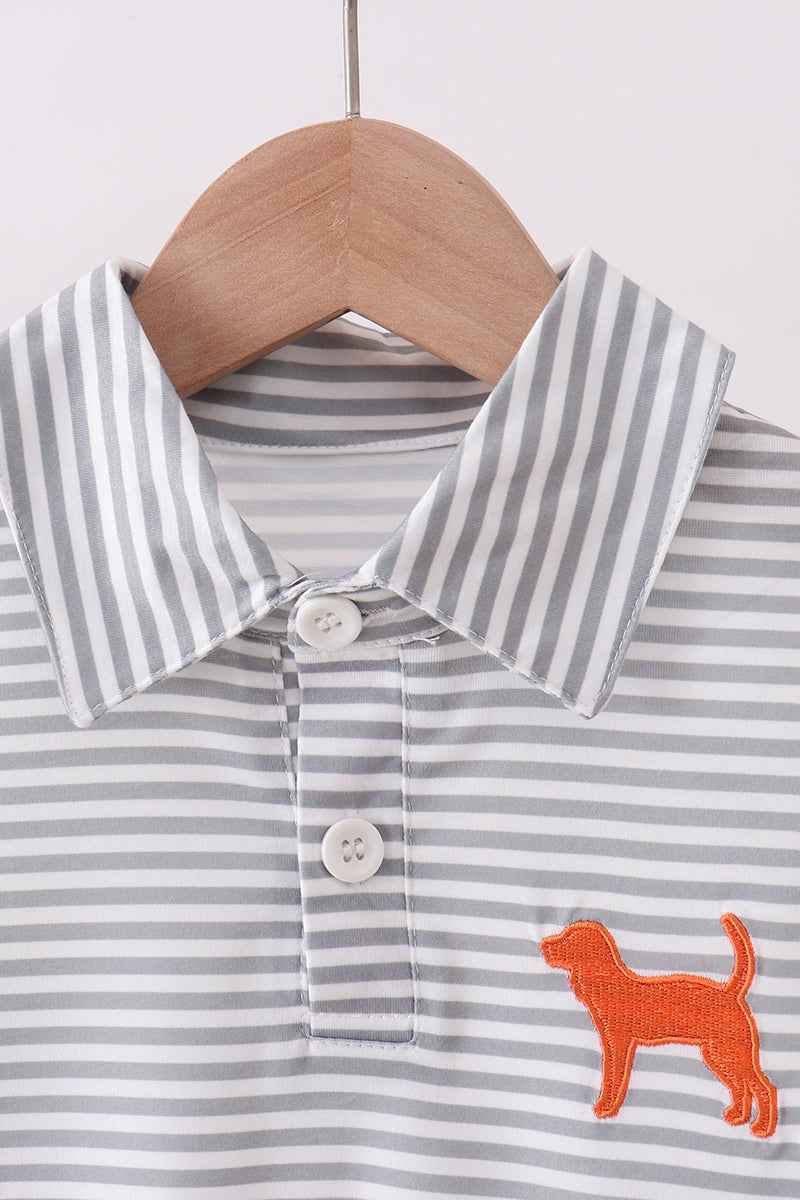 Orange Tennessee embroidery stripe button down shirt - Abbies Place