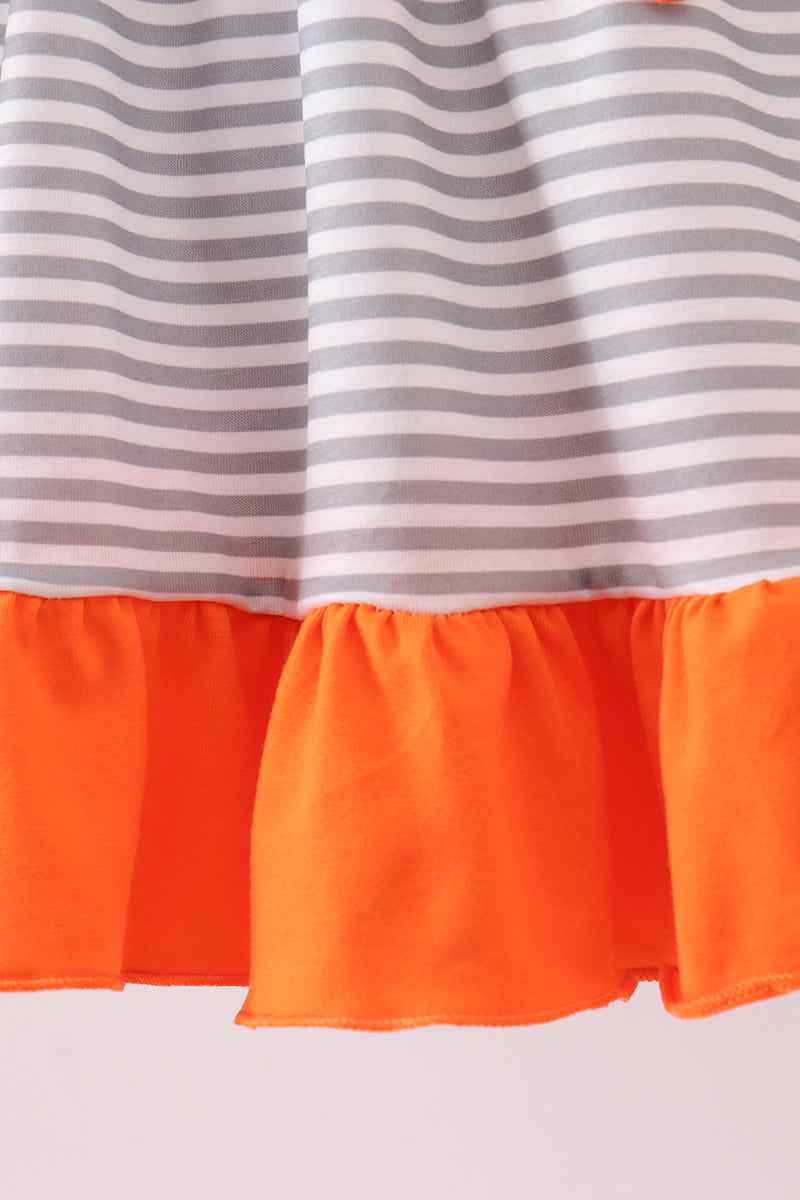 Orange Tennessee embroidery stripe ruffle dress - Abbies Place