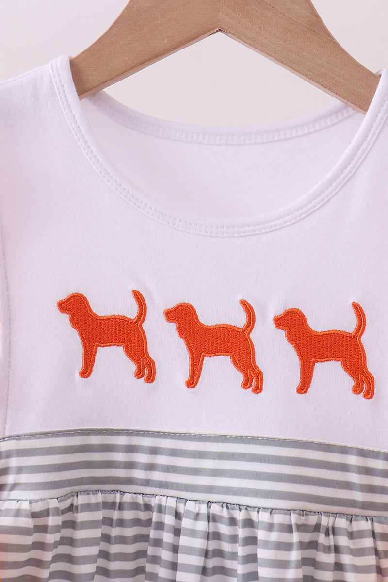 Orange Tennessee embroidery stripe ruffle pants set - Abbies Place