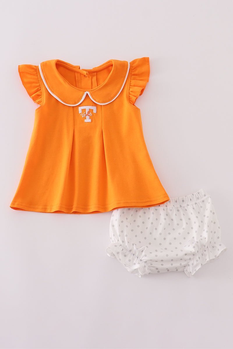 Orange Tennessee go vols embroidery bloomer set - Abbies Place
