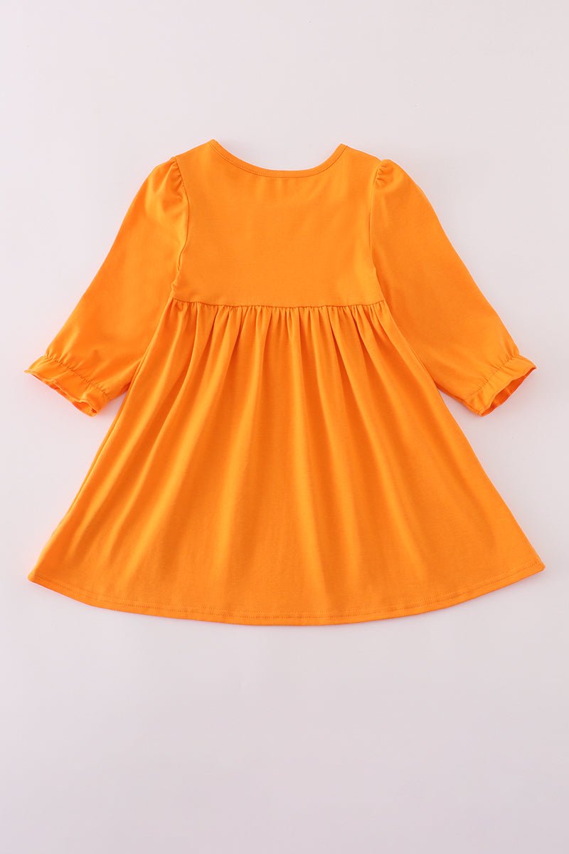 Orange Tennessee go vols embroidery ruffle dress - Abbies Place
