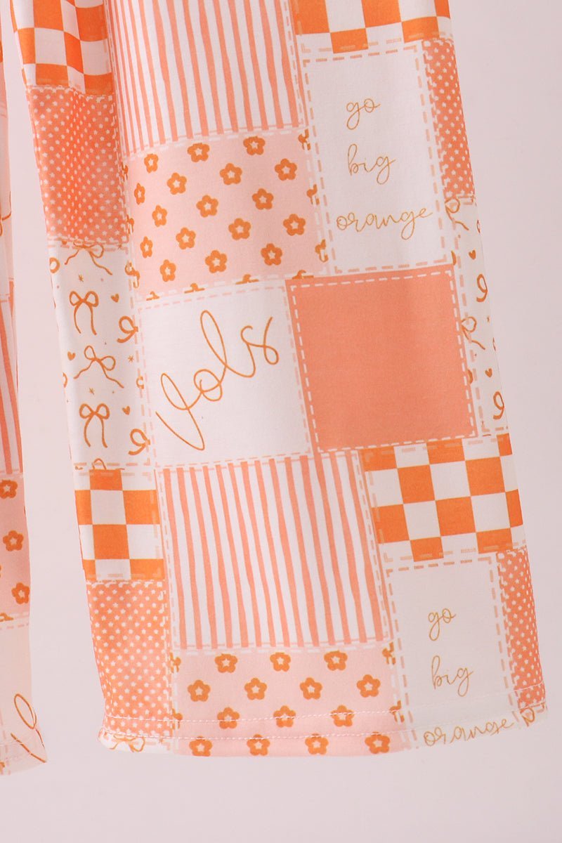 Orange Tennessee patchwork ruffle jumpsuit - Abbies Place