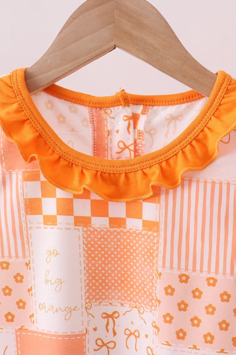 Orange Tennessee patchwork ruffle shorts set - Abbies Place