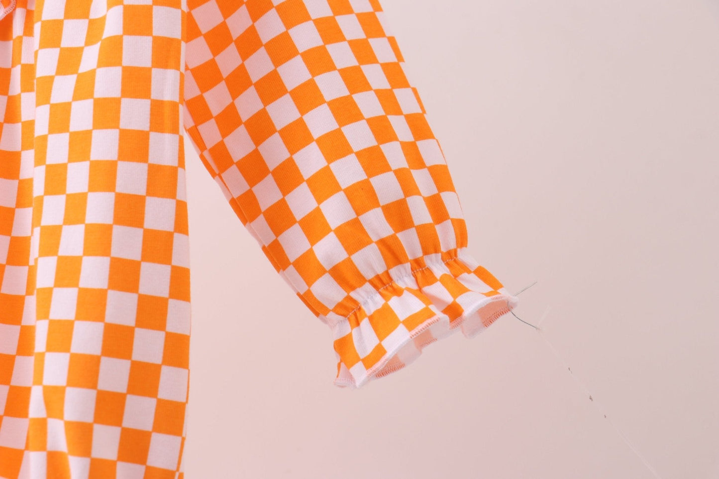 Orange Tennessee puppy bow embroidery checkered bubble - Abbies Place