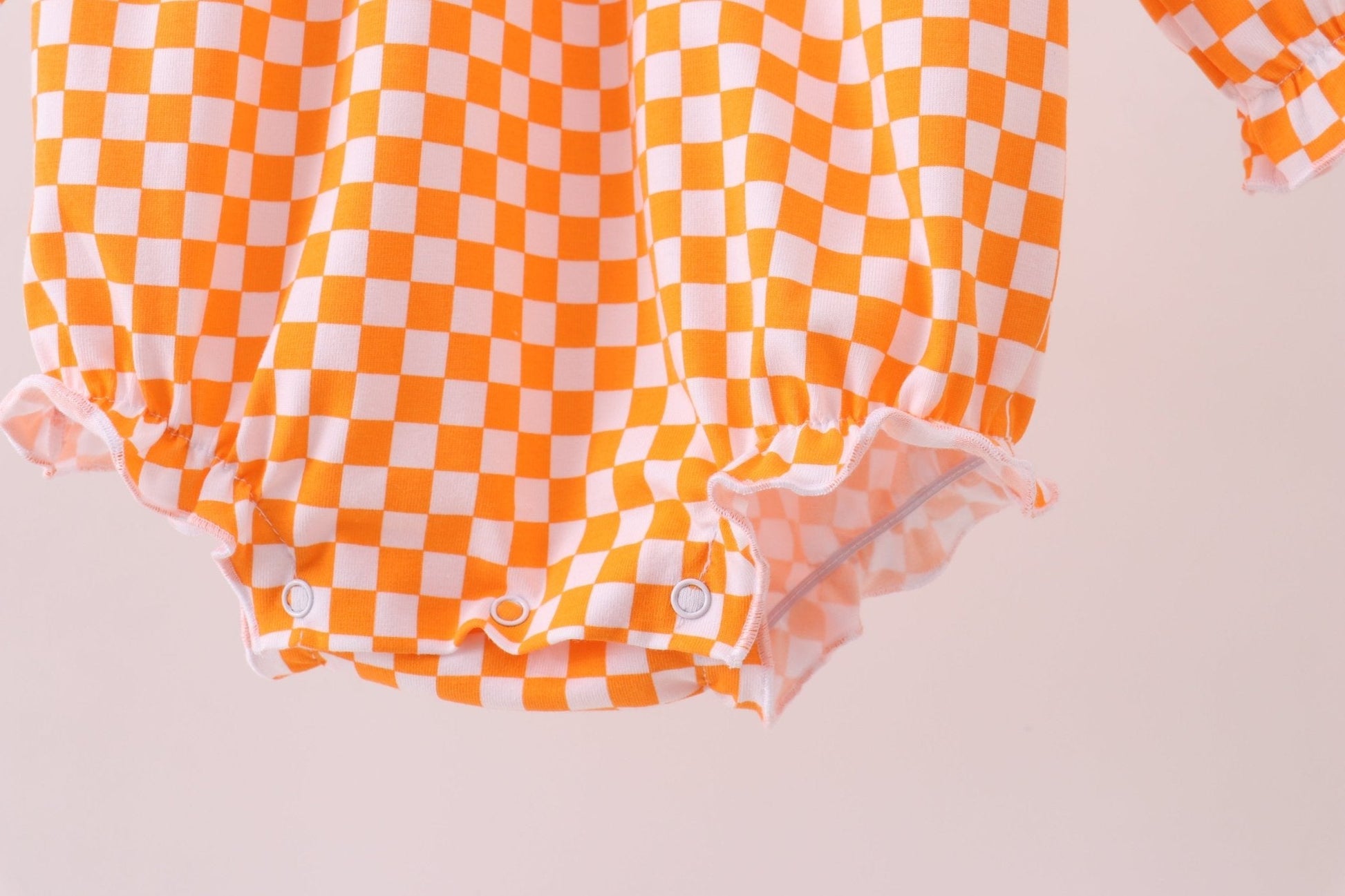 Orange Tennessee puppy bow embroidery checkered bubble - Abbies Place