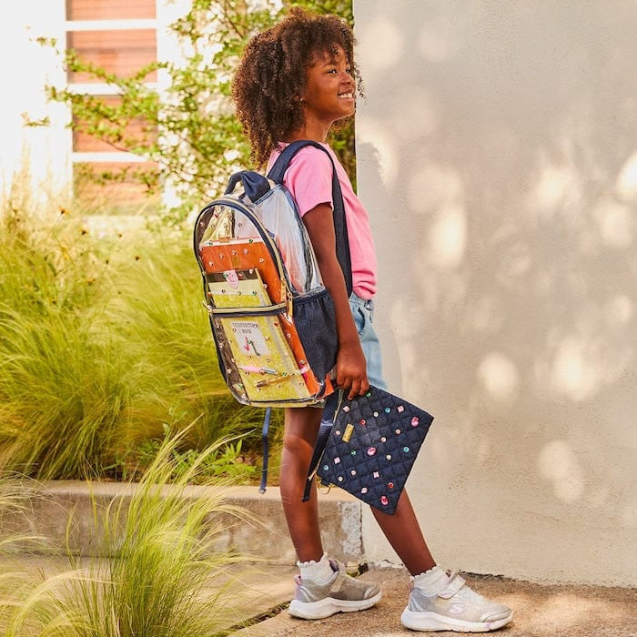 Denim and Gems Clear Backpack