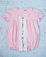 Party Time Hand Embroidered Pink Gingham Bubble