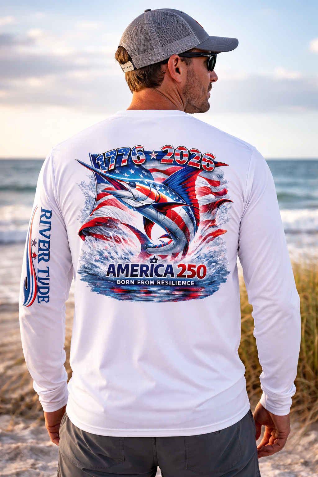 Patriotic Marlin America 250 Long Sleeve Performance Shirt - Abbies Place