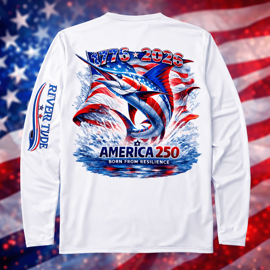 Patriotic Marlin America 250 Long Sleeve Performance Shirt - Abbies Place