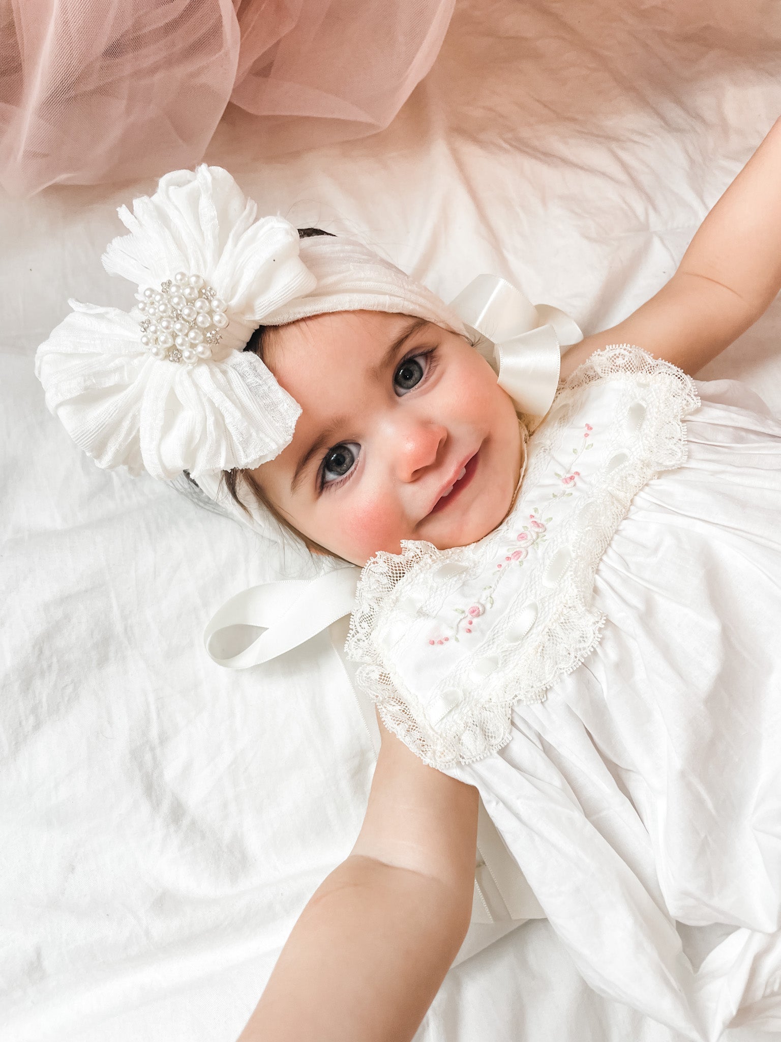 Pearl Ruffled Headband - Abbies Place