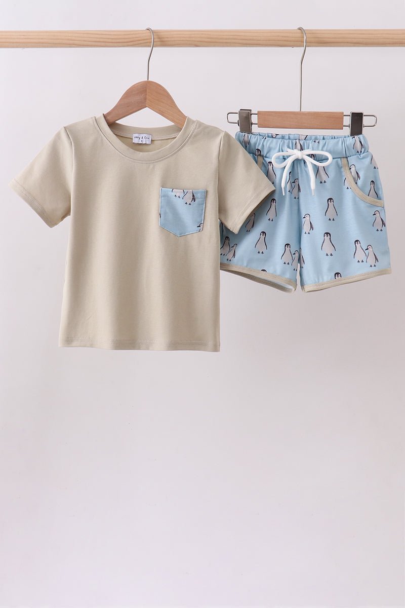 Penguin print shorts set - Abbies Place