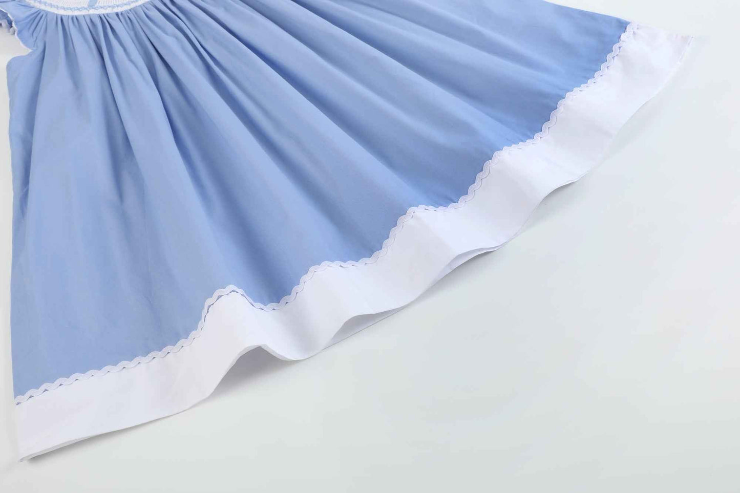 Periwinkle Blue Crosses Smocked Bishop Dress - Abbies Place