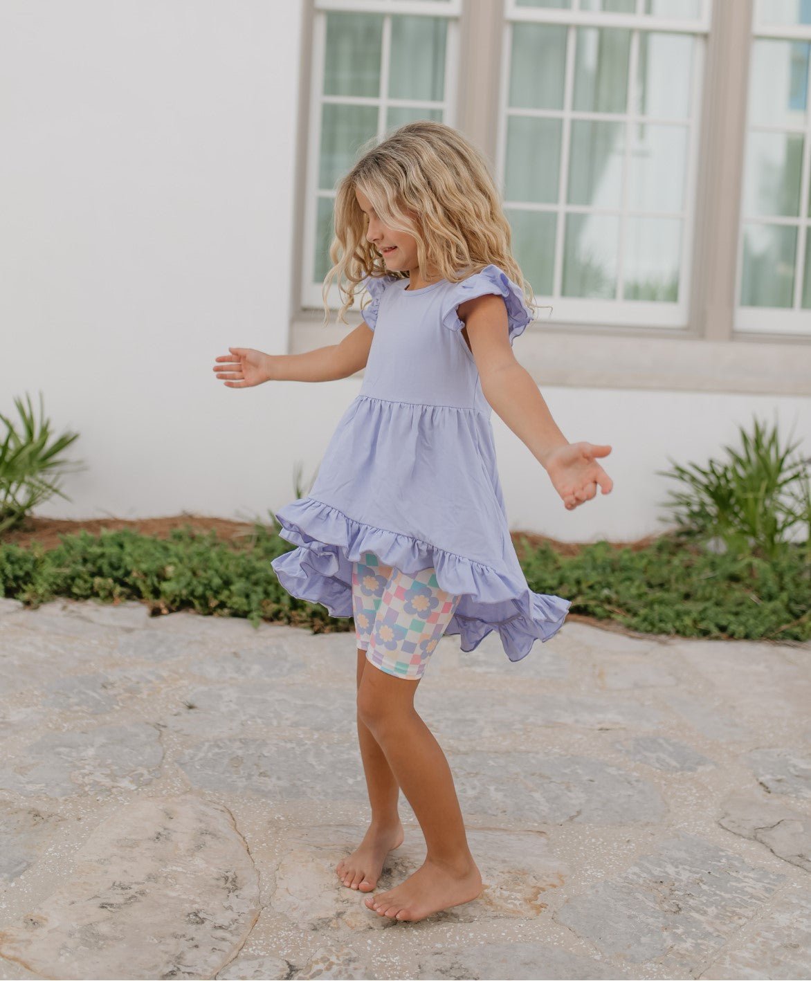 Periwinkle Check Hi-Lo Short Set - Abbies Place