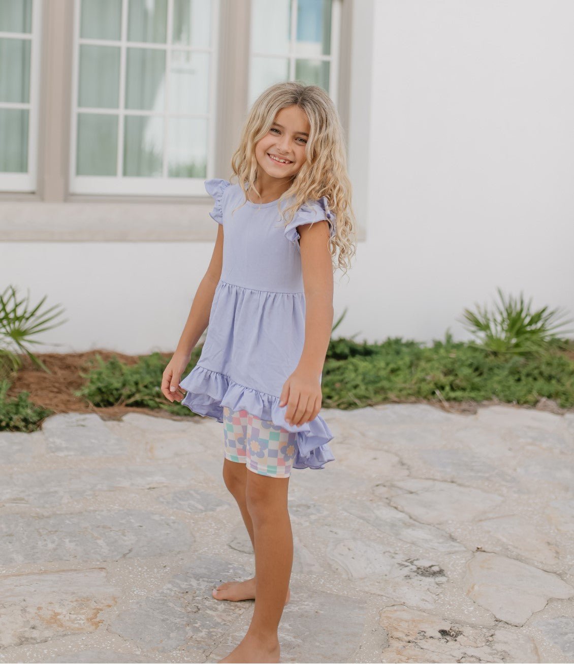Periwinkle Check Hi-Lo Short Set - Abbies Place