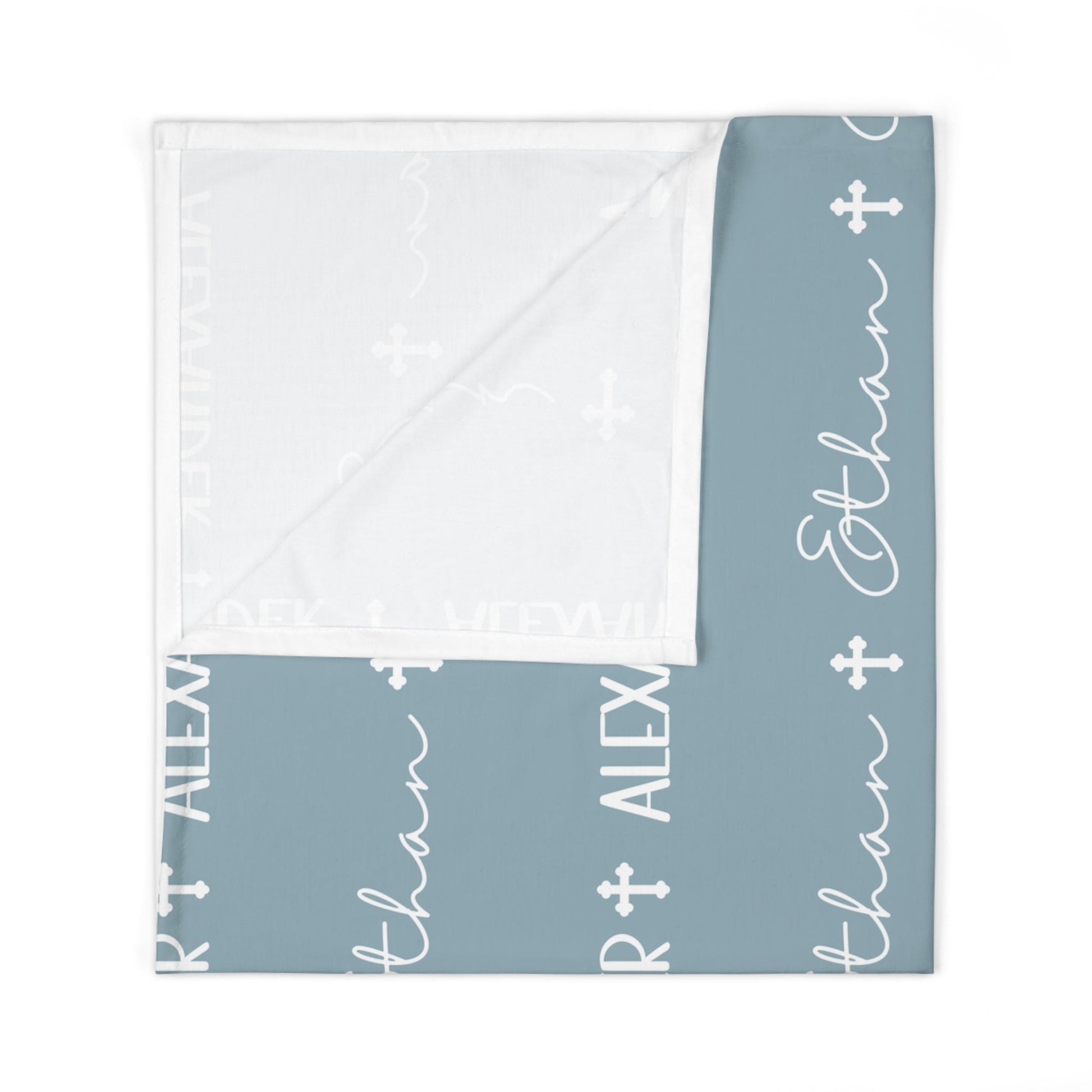 Personalized Blue Baby Name Swaddle Blanket - Abbies Place