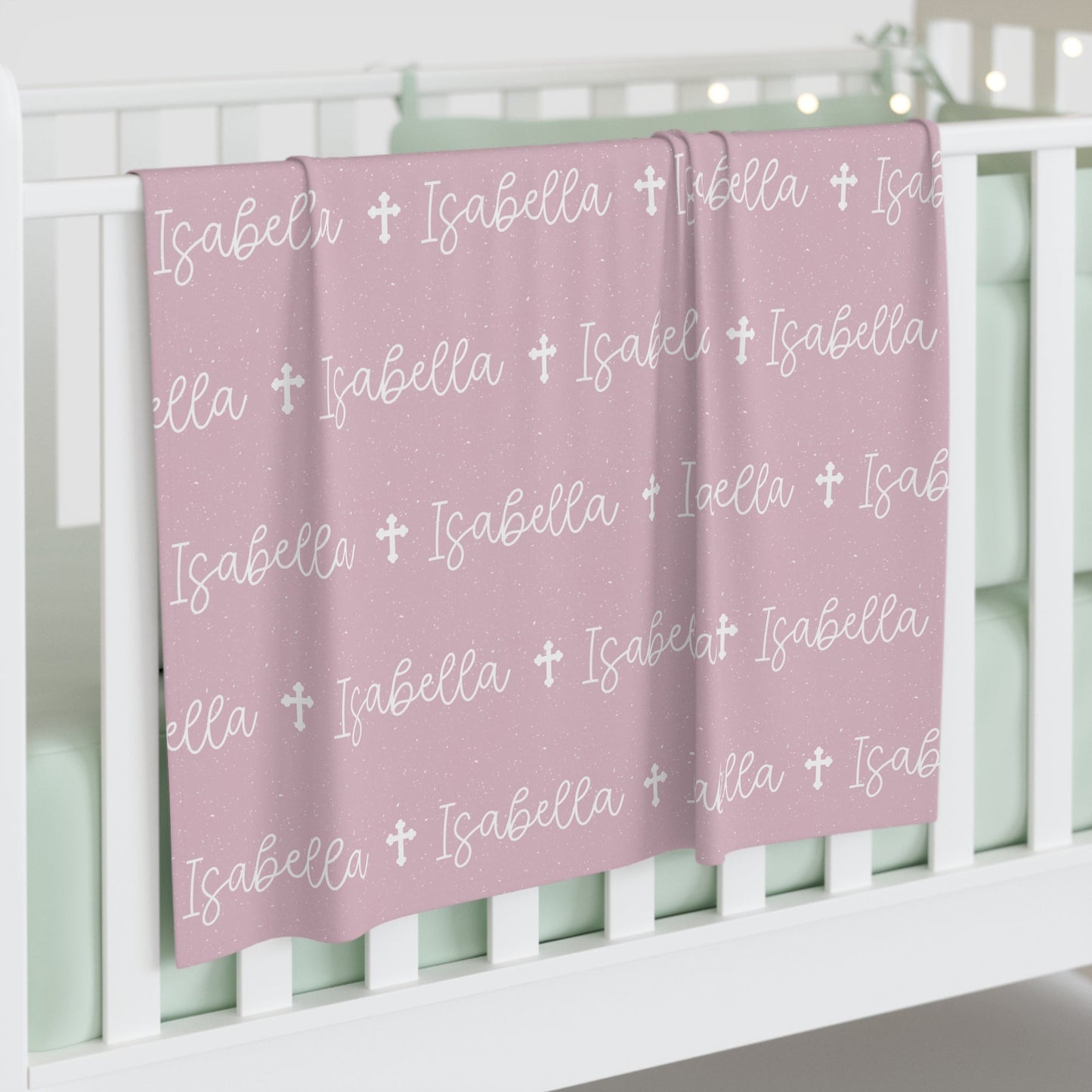 Personalized Pink Baby Name Swaddle Blanket - Abbies Place
