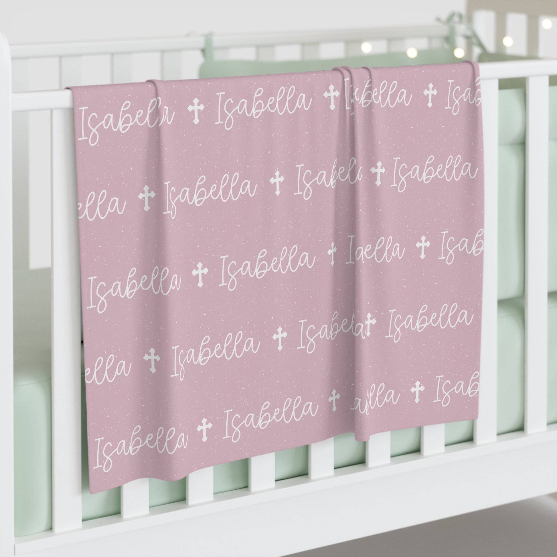 Personalized Pink Baby Name Swaddle Blanket - Abbies Place