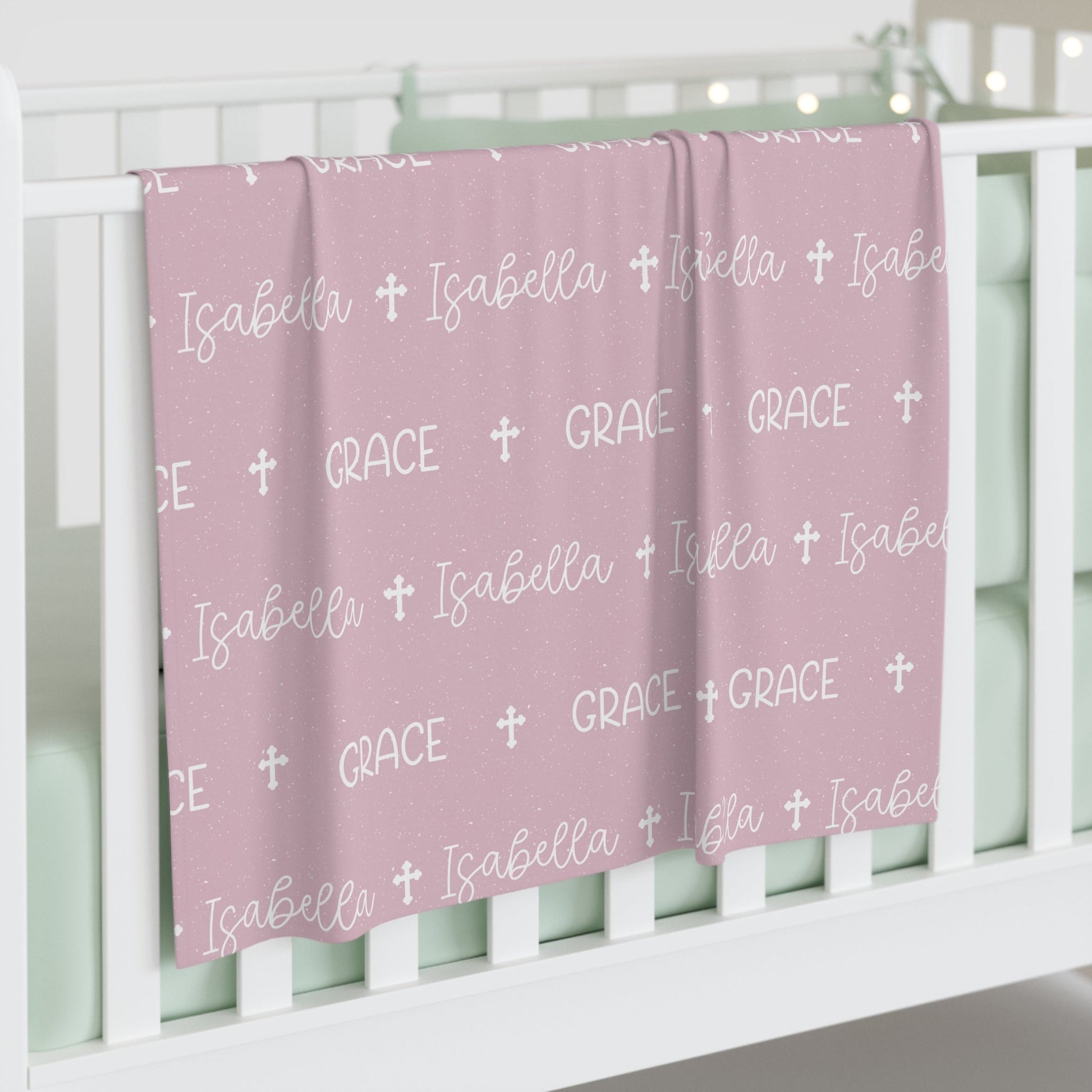 Personalized Pink Baby Name Swaddle Blanket - Abbies Place