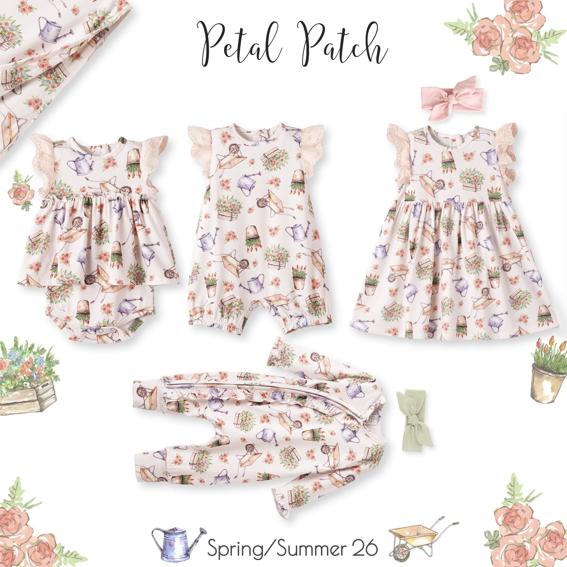 Petal Patch Baby Girl Romper – Bamboo One-Piece with Eyelet - Abbies Place