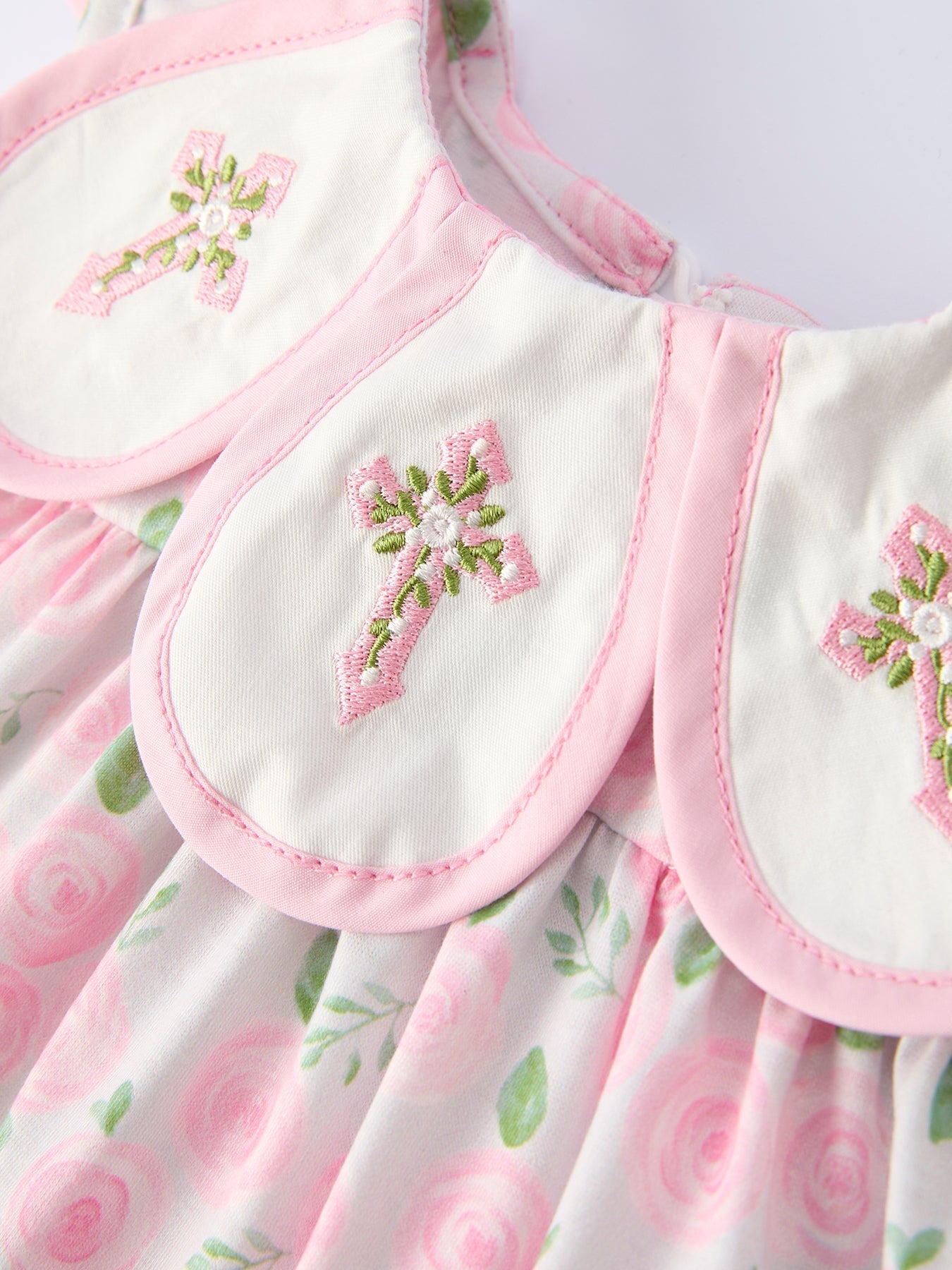 Petal Peter Pan Collar Christ Bishop Christening Baby Girls Bloomer Set - Abbies Place